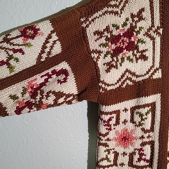 Forenza Vintage 80s Knit Floral Design Sweater Woman's Small Cottagecore Granny - Picture 8 of 8